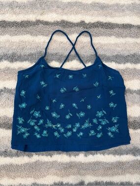 Vintage Naf Naf Embroidered Beaded Cami Crop Top Size T2 Small